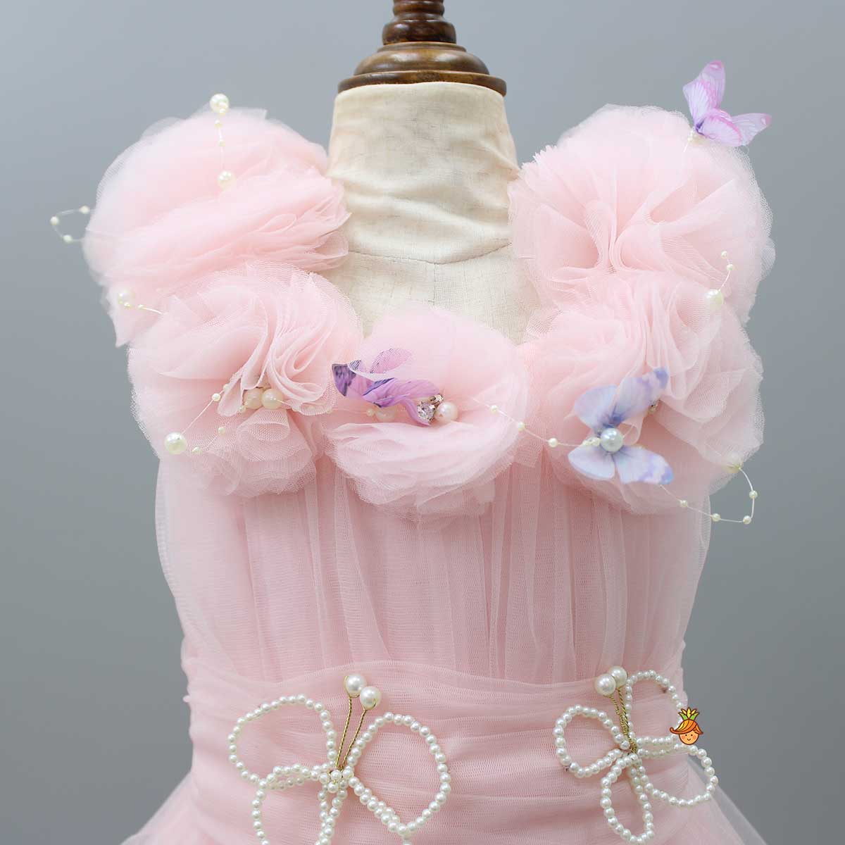 Butterfly Adorned Pink Trail Dress