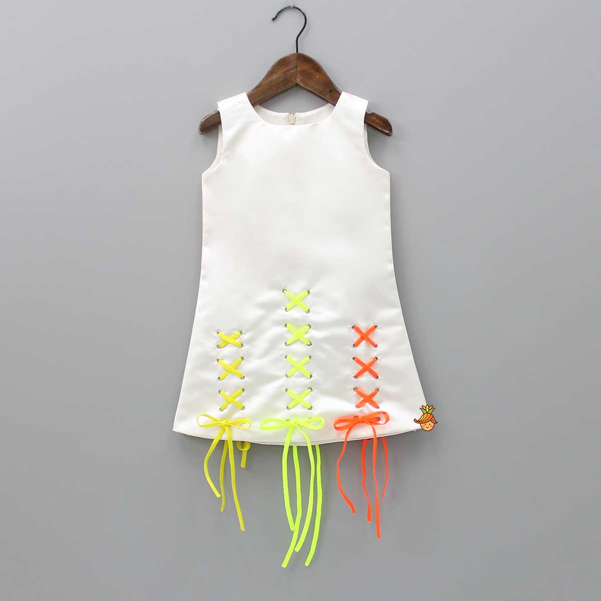 Off White Dress with Colourful Laces