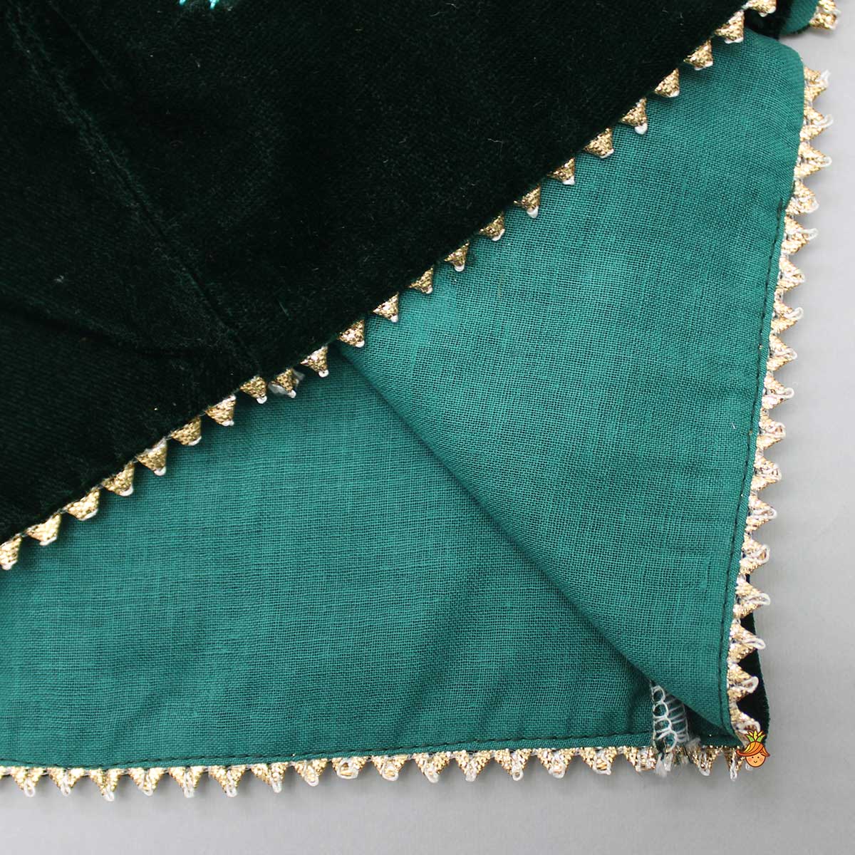 Embroidered Velvet Green Top And Lehenga