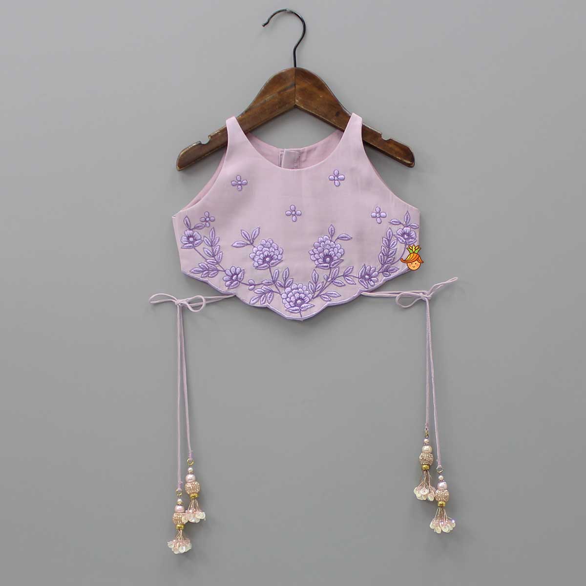 Thread Embroidered Lilac Top And Flared Lehenga