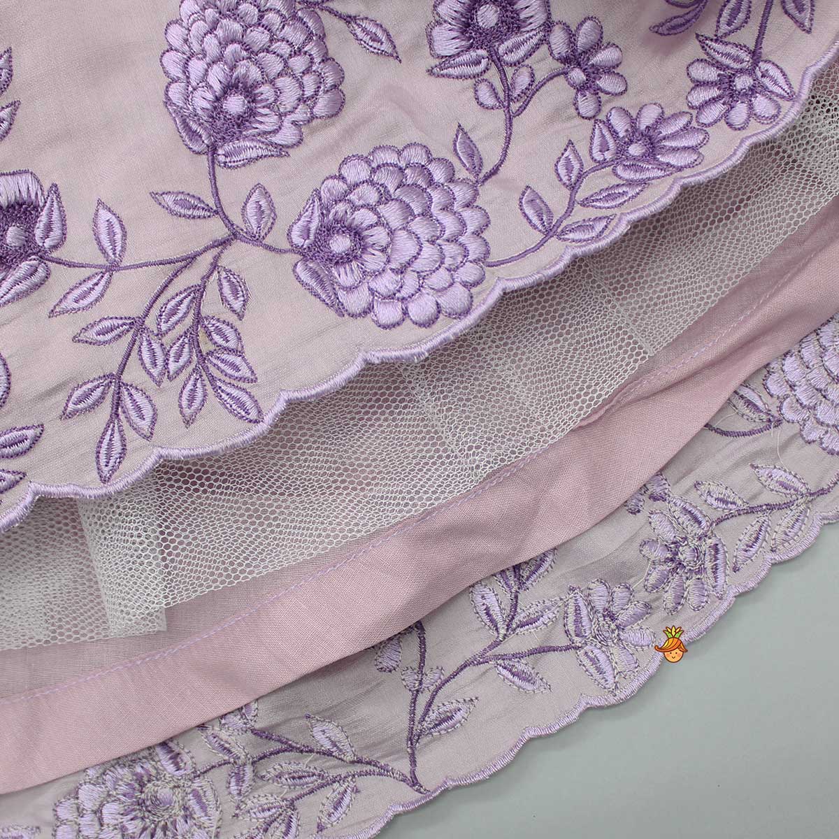 Thread Embroidered Lilac Top And Flared Lehenga