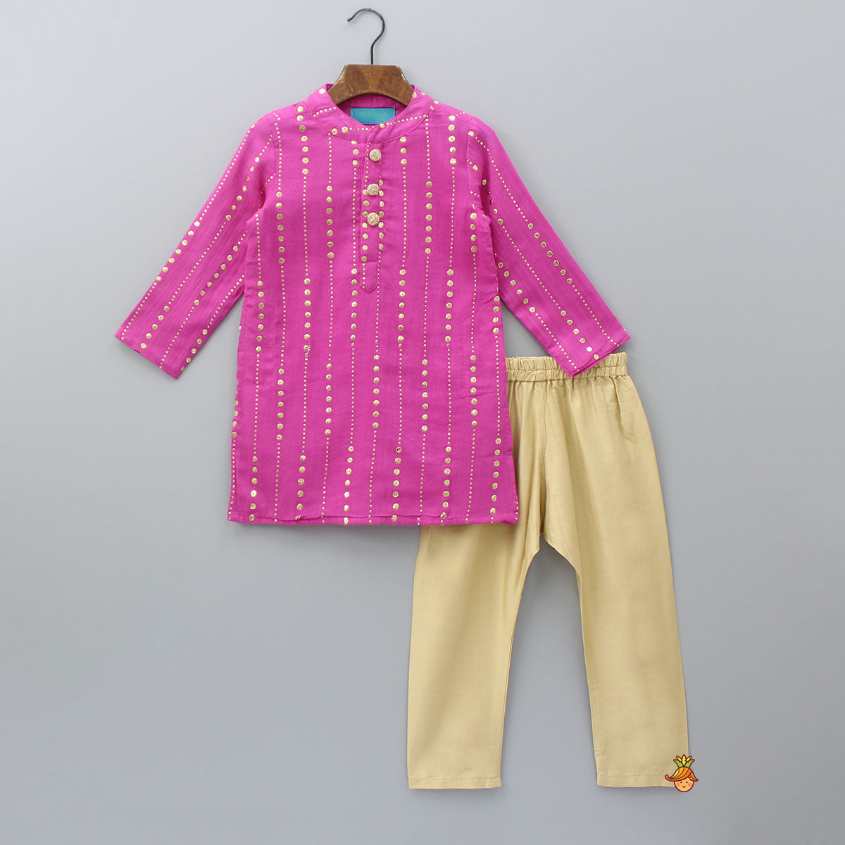 Pink Embroidered Kurta With Pyjama