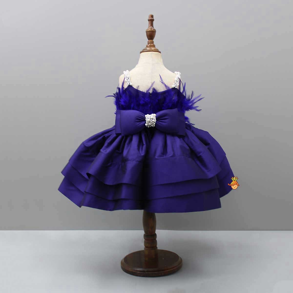 Elegant Purple Layered Dress With Matching Detachable Bow And Head Band