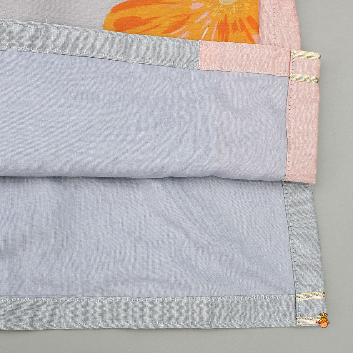 Foral Printed Attached Flap Colour Block Kurta With Pyjama