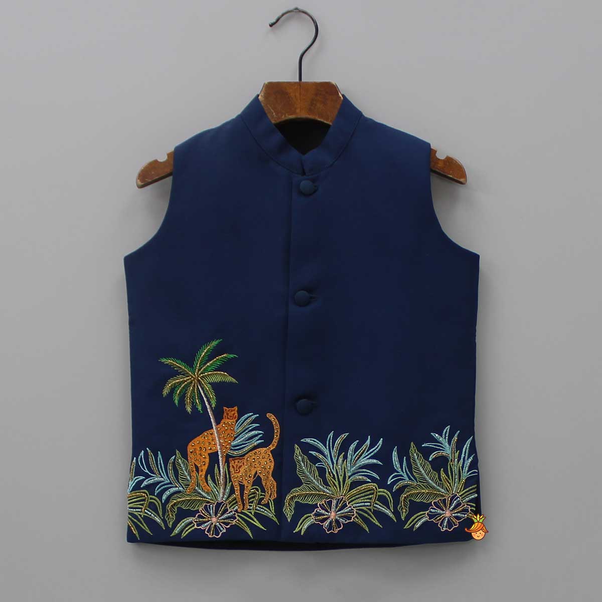 Shirt And Jungle Theme Embroidered Jacket With Pant
