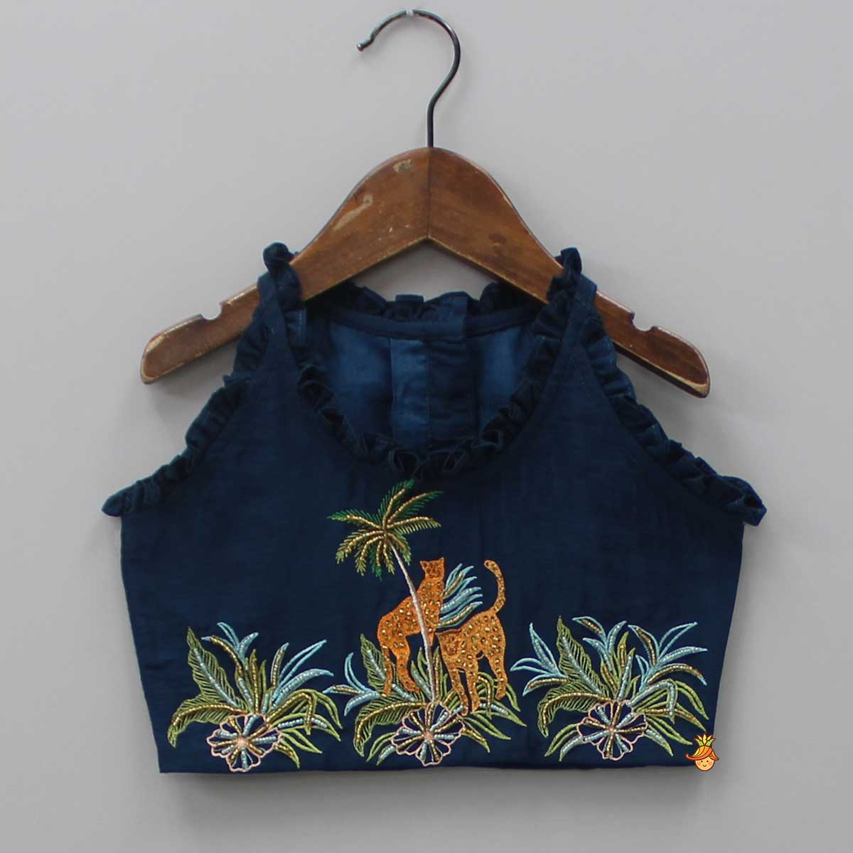 Jungle Theme Embroidered Top And Flared Lehenga