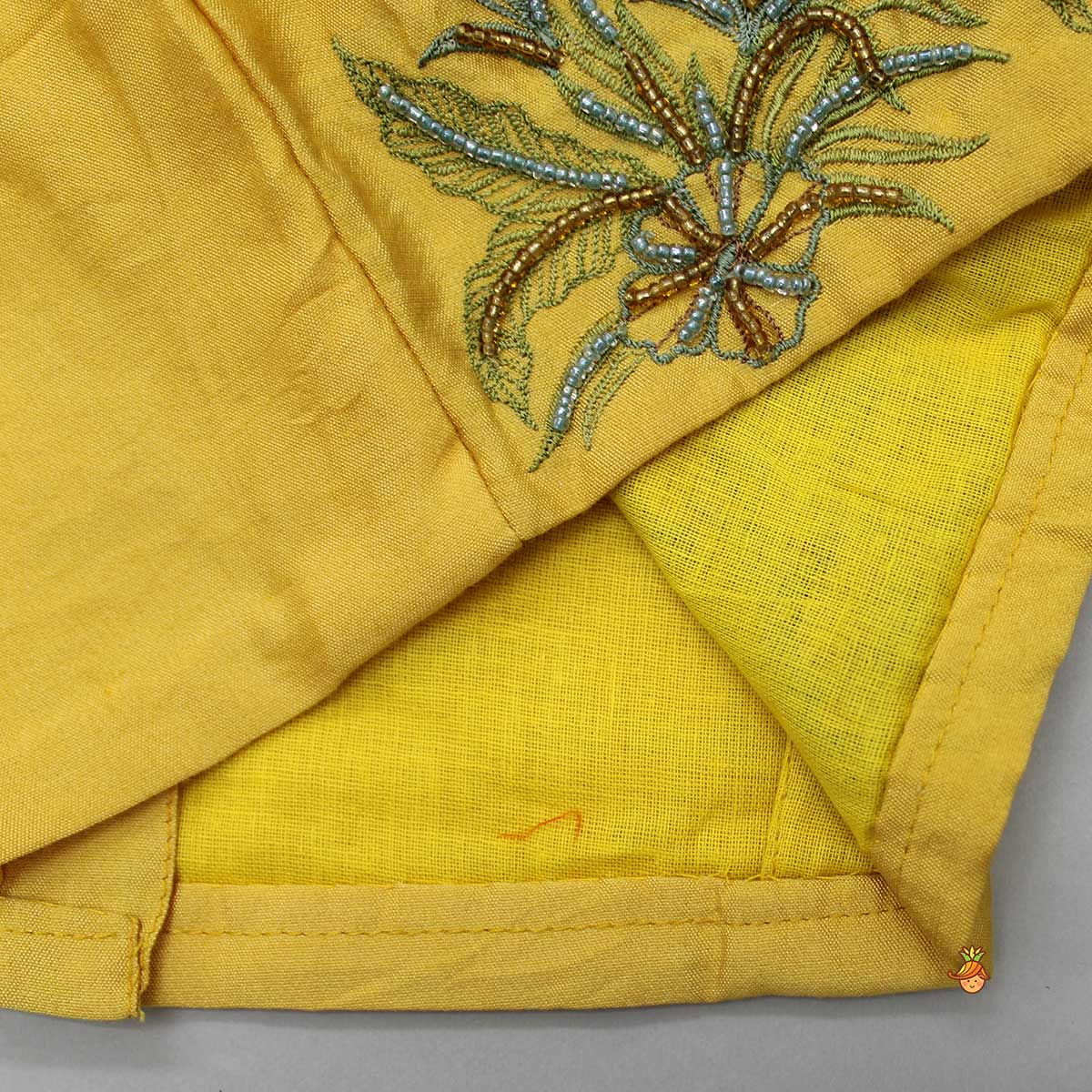 Jungle Theme Embroidered Yellow Top And Flared Lehenga