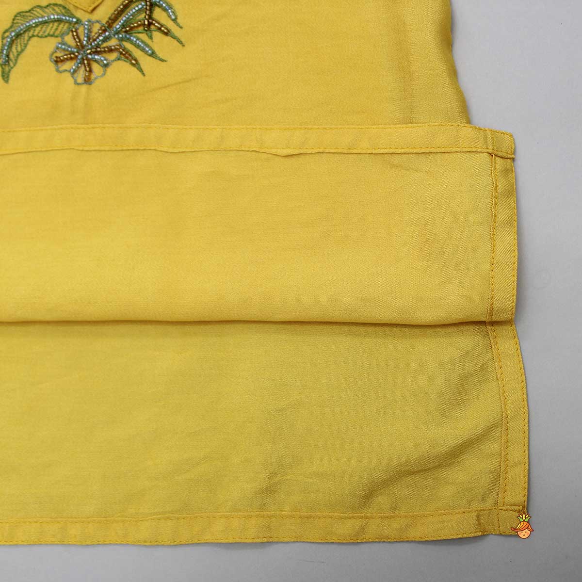Yellow Kurta With Animal Embroidery And Pyjama