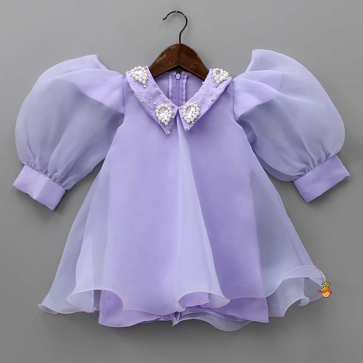 Puff Sleeves Organza Lavender Dress