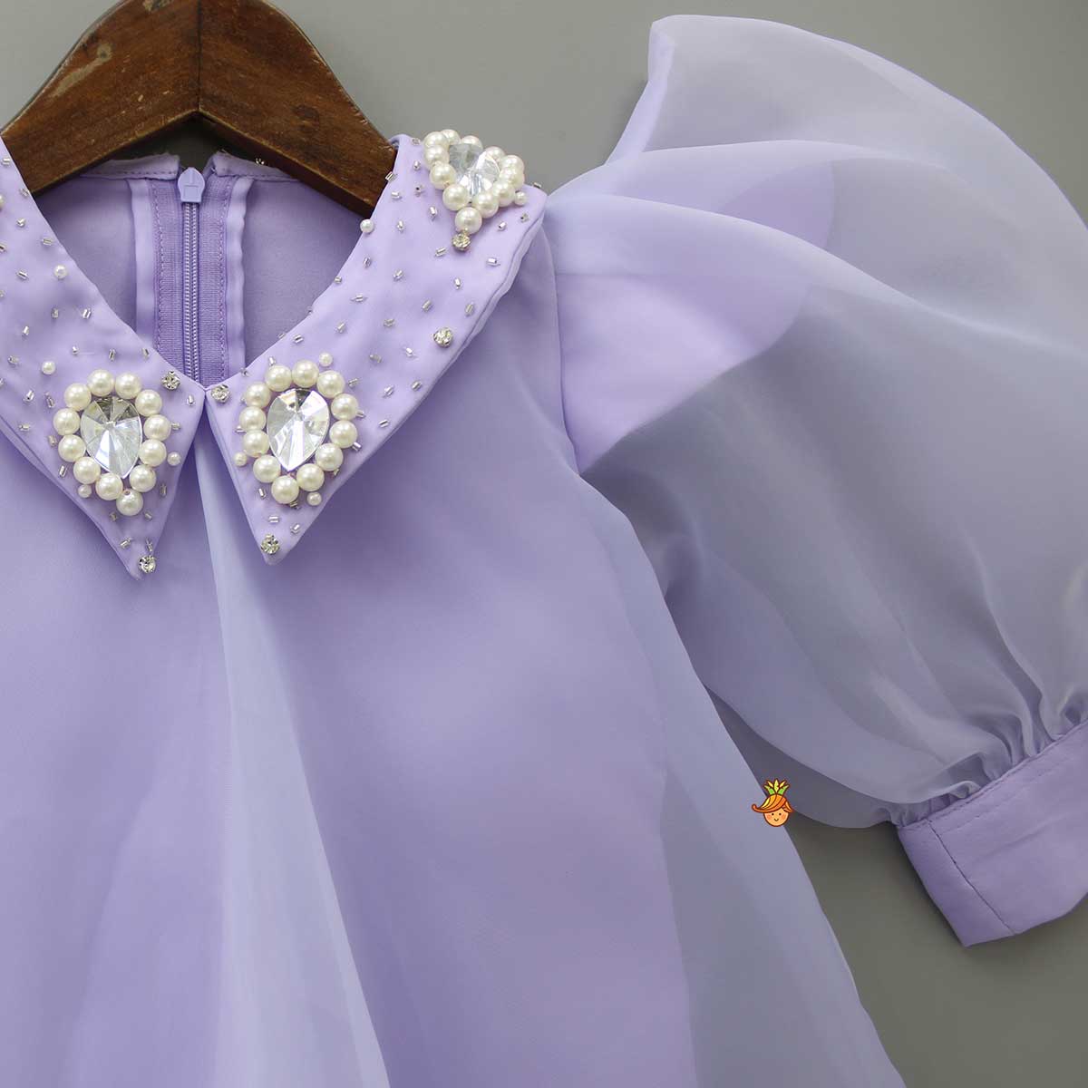 Puff Sleeves Organza Lavender Dress