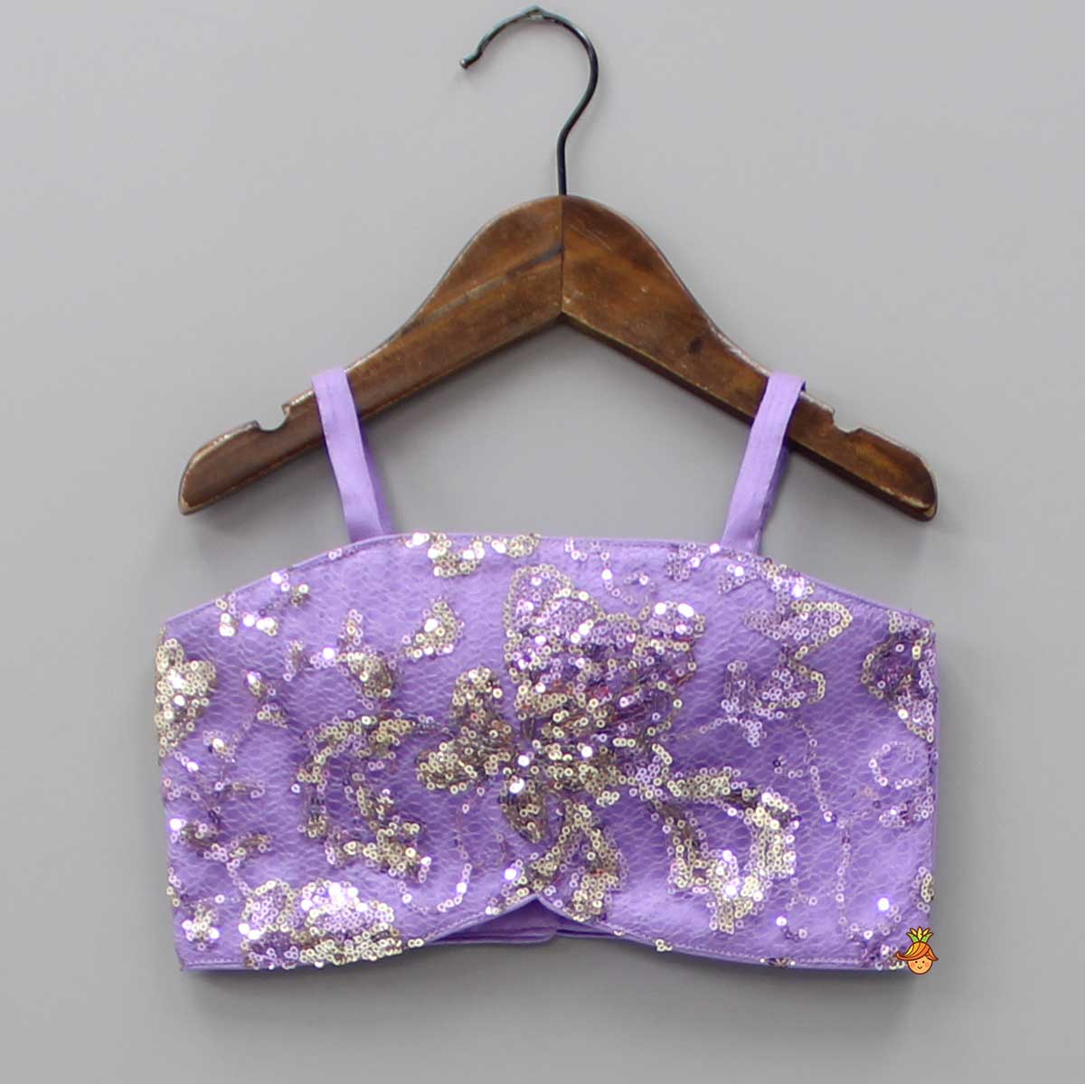 Sequin Detail Strappy Lavender Top And Lehenga