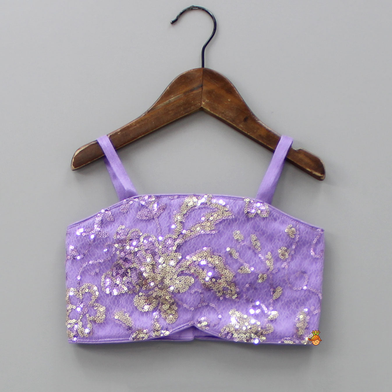 Sequin Detail Strappy Lavender Top And Lehenga