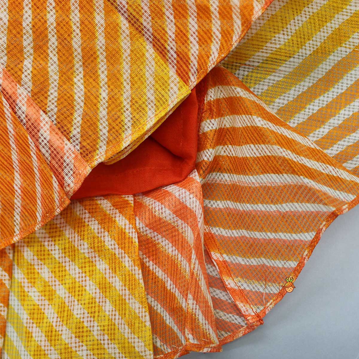 Leheriya Printed Puff Sleeves Top And Orange Bloomer