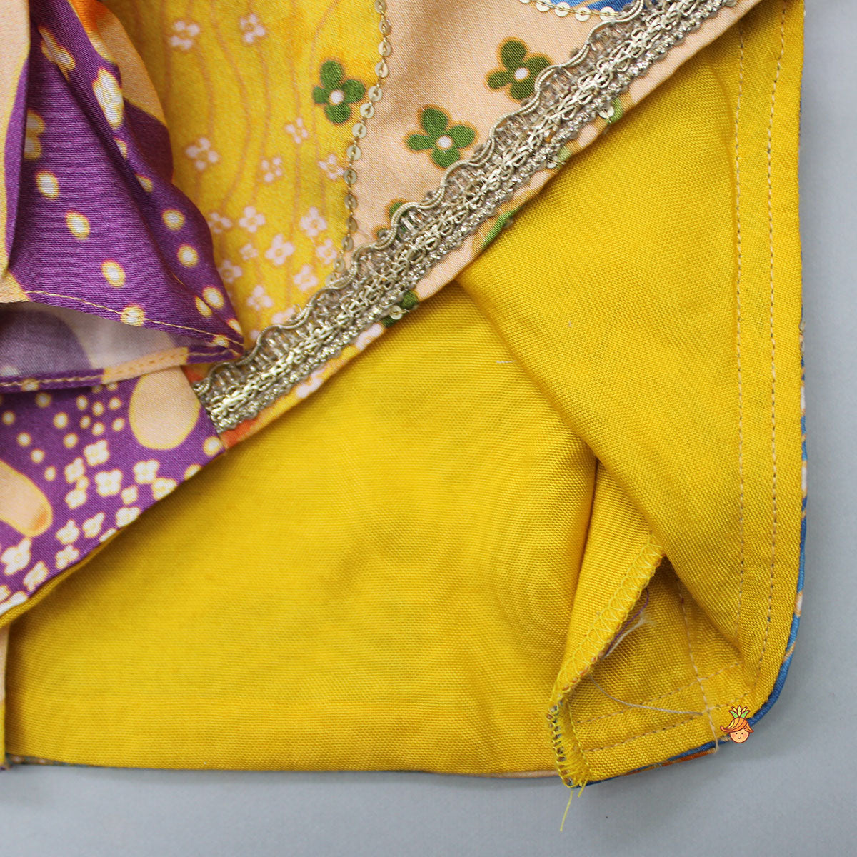 Yellow Sequin Floral Printed Kurti With Lehenga And Net Dupatta