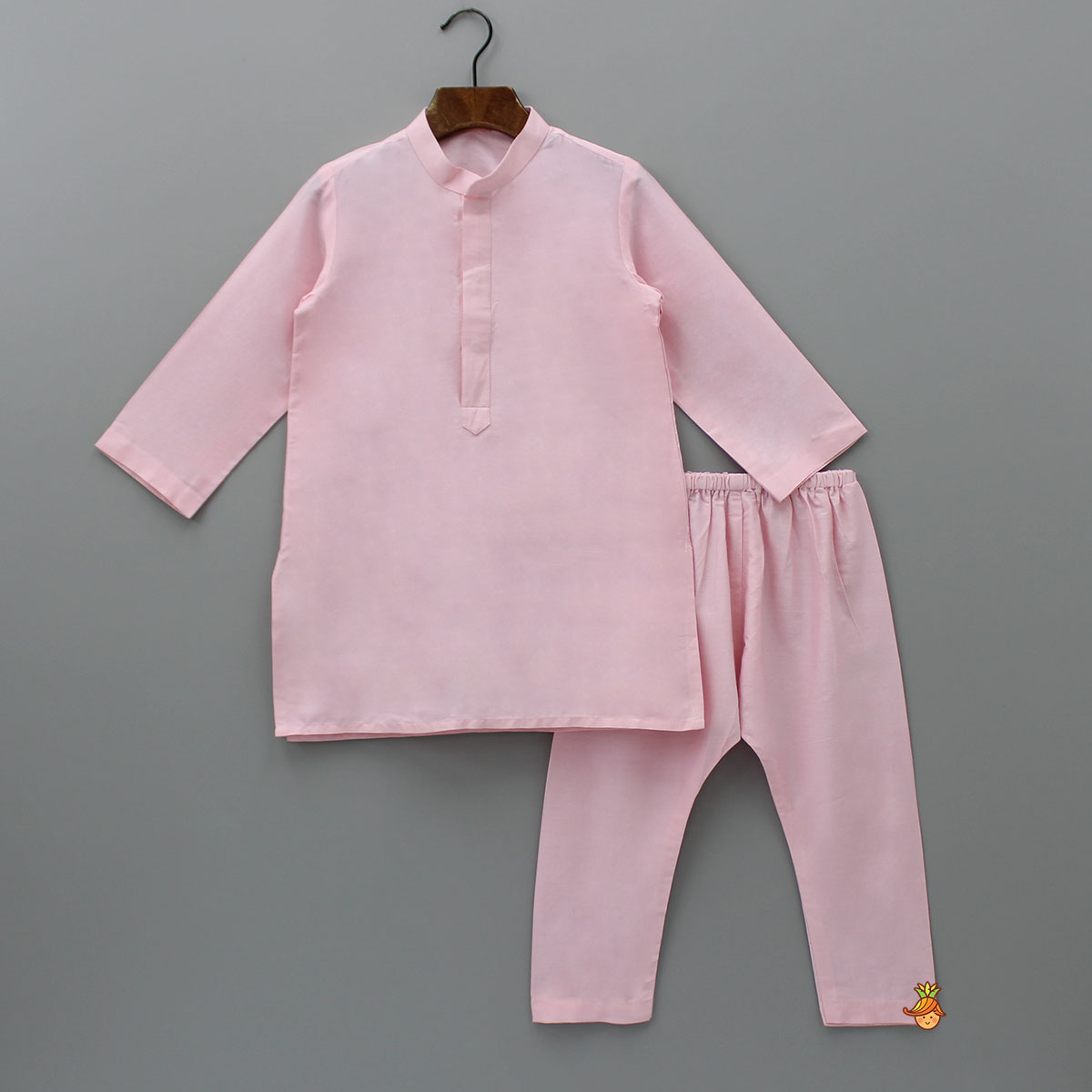 Pink Kurta With Floral Printed Jacket With Pyjama