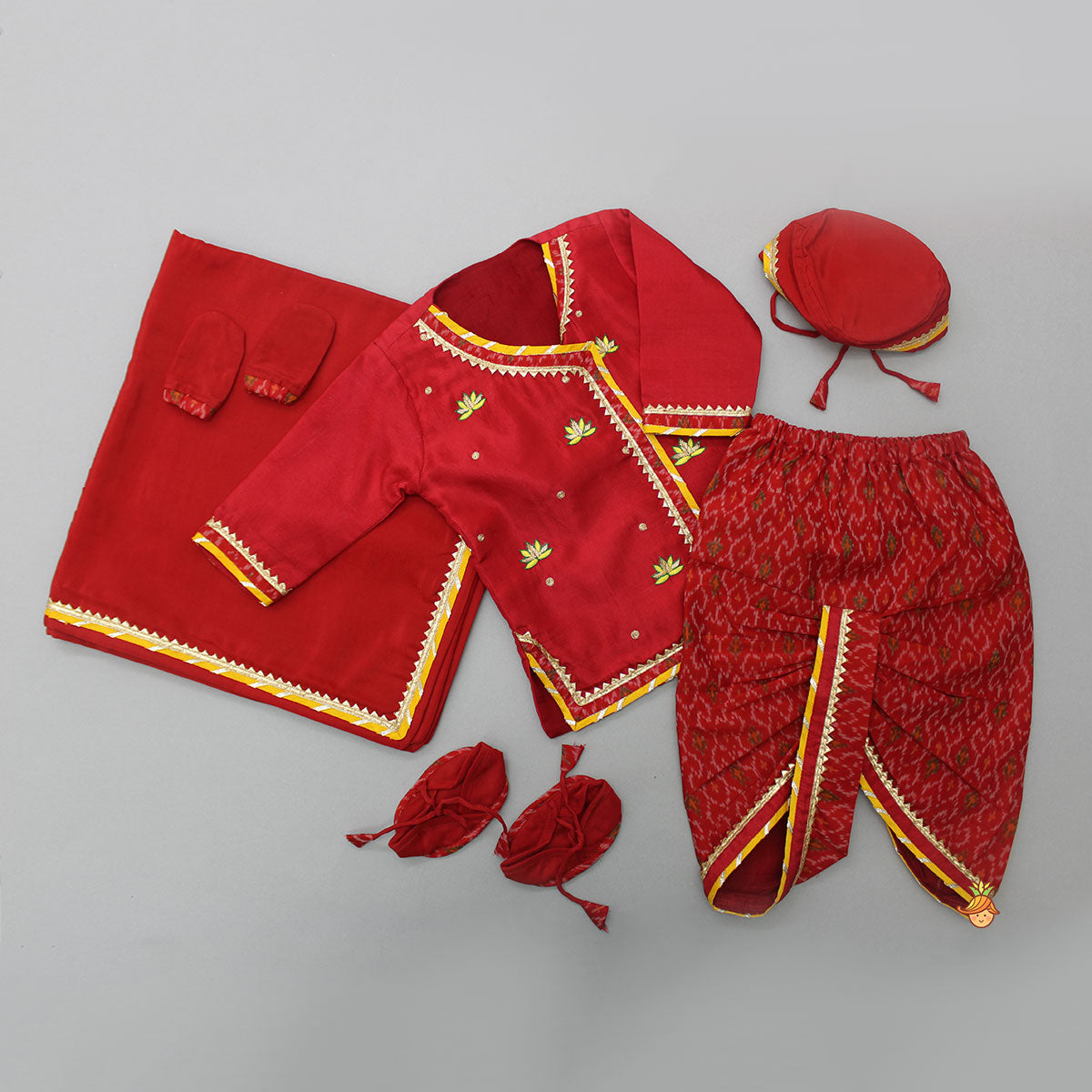 Embroidered Kurta Infant Baby Set With Swaddle