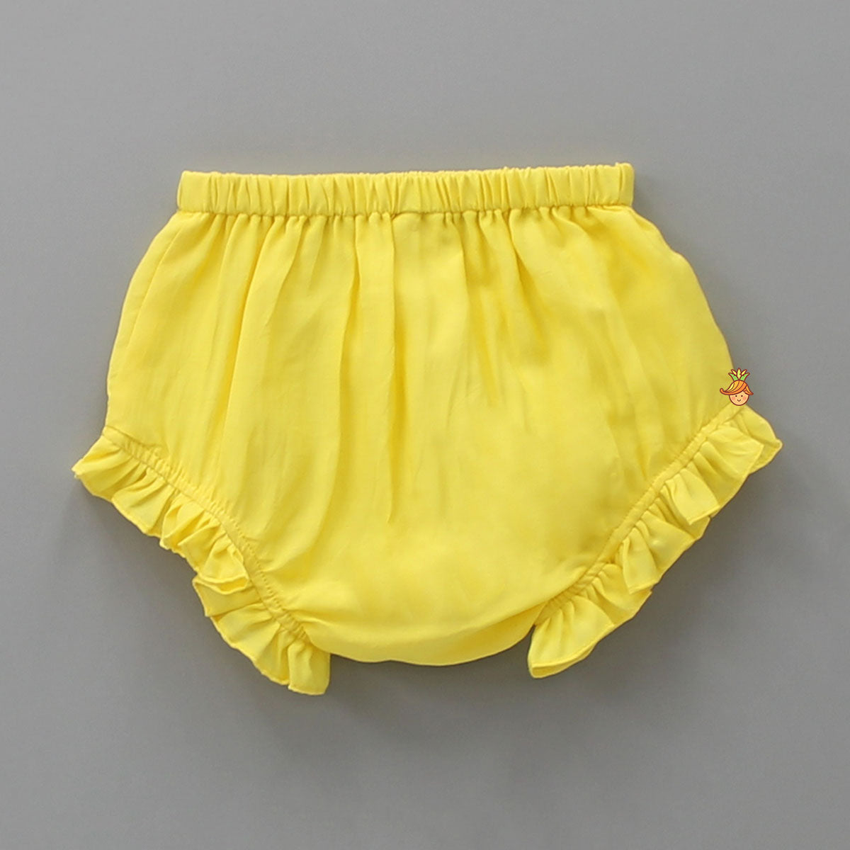 Yellow Top Embroidered With Pearls And Bloomer