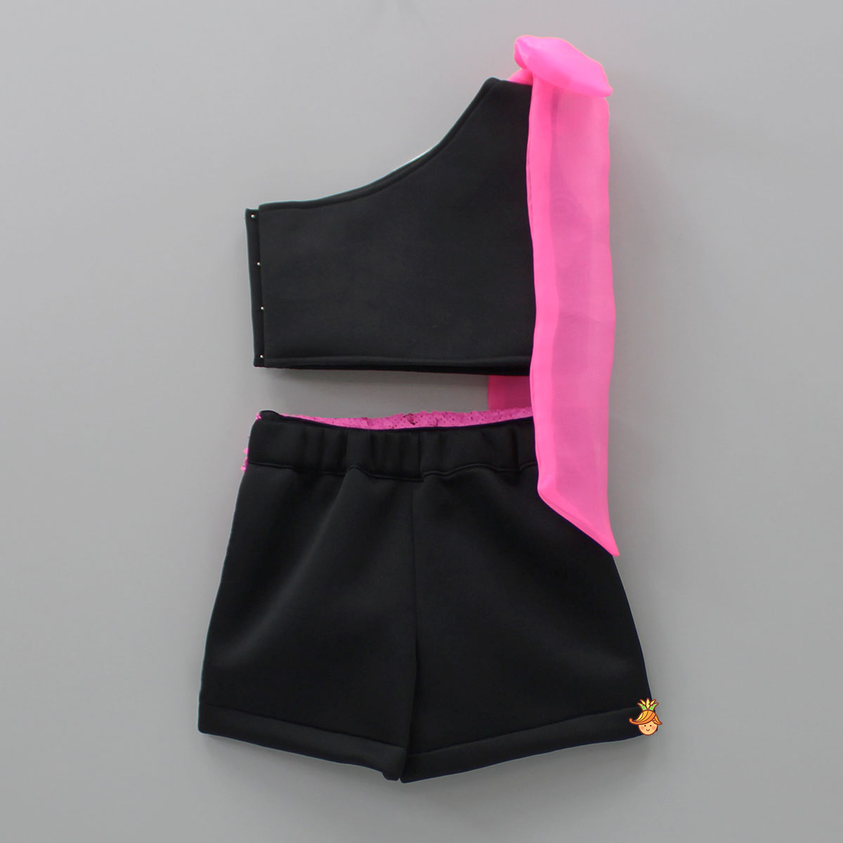 Dual Tone One-Shoulder Neoprene Top And Shorts