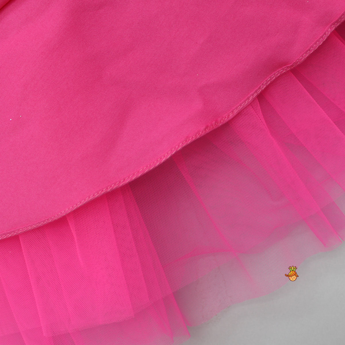 One Shoulder Ruffle Layered Net Pink Dress
