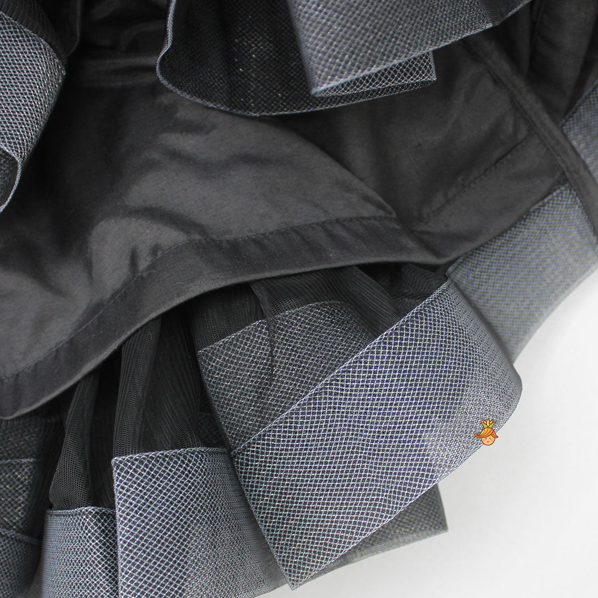 Multicolour Ruffle Net Black Dress