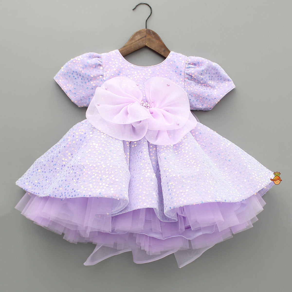 Purple Sequin Dress Adorned With Matching Bows