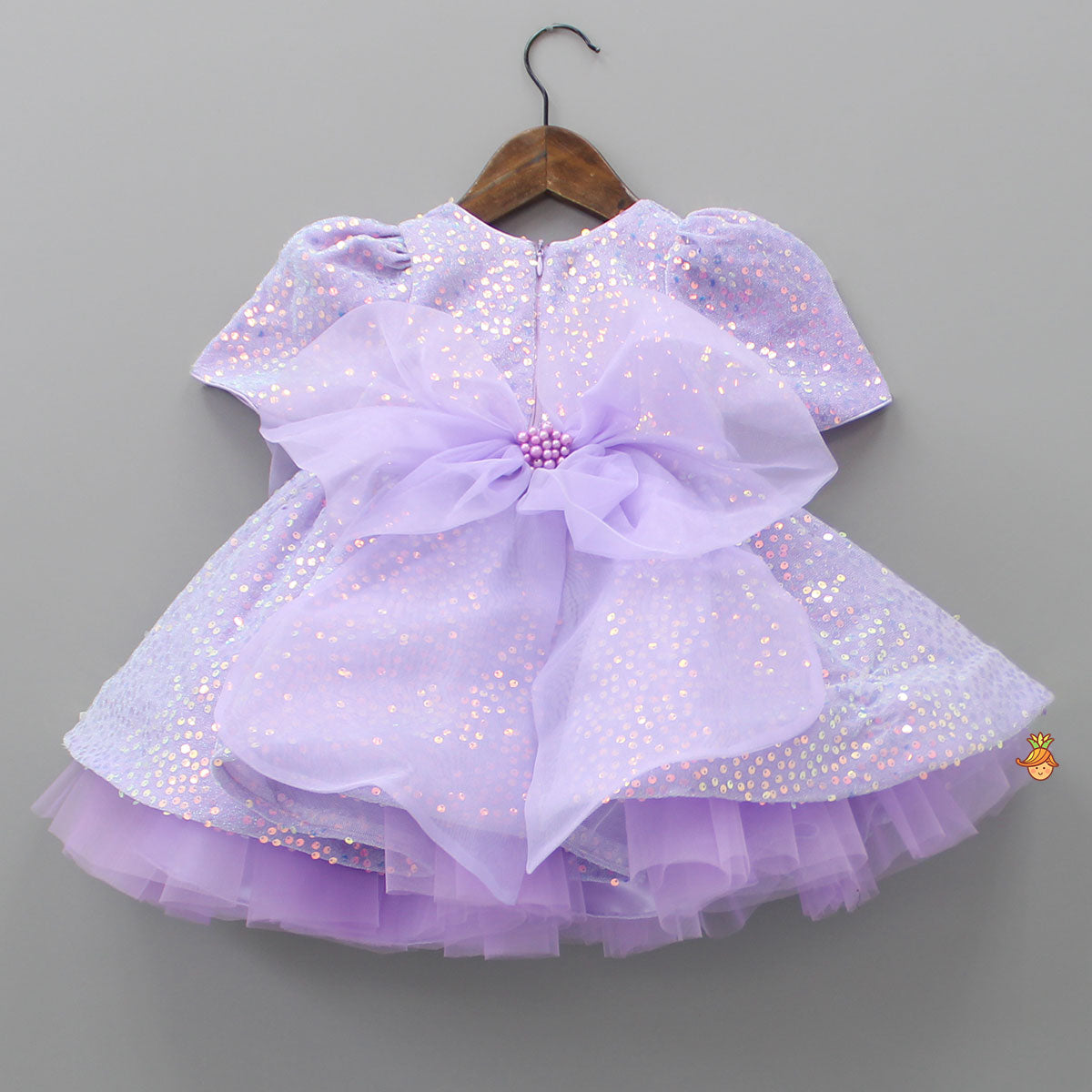 Purple Sequin Dress Adorned With Matching Bows