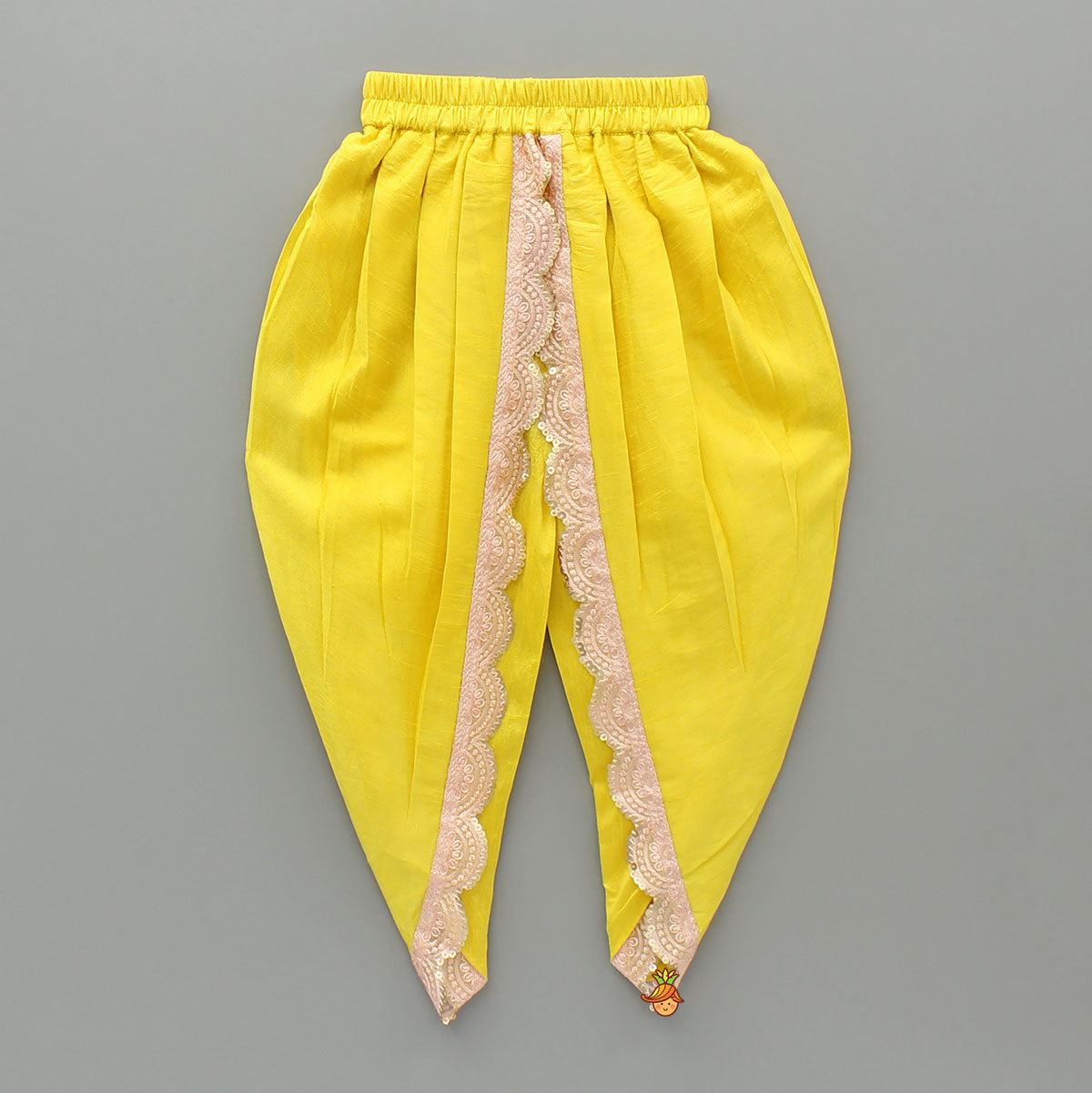 Yellow Embroidered Strappy Top And Tulip Dhoti