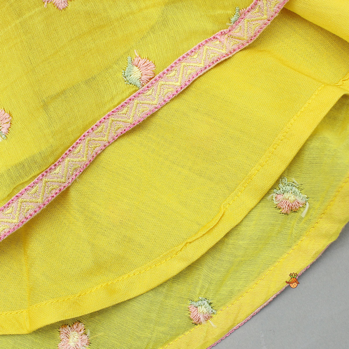 Yellow Embroidered Strappy Top And Tulip Dhoti