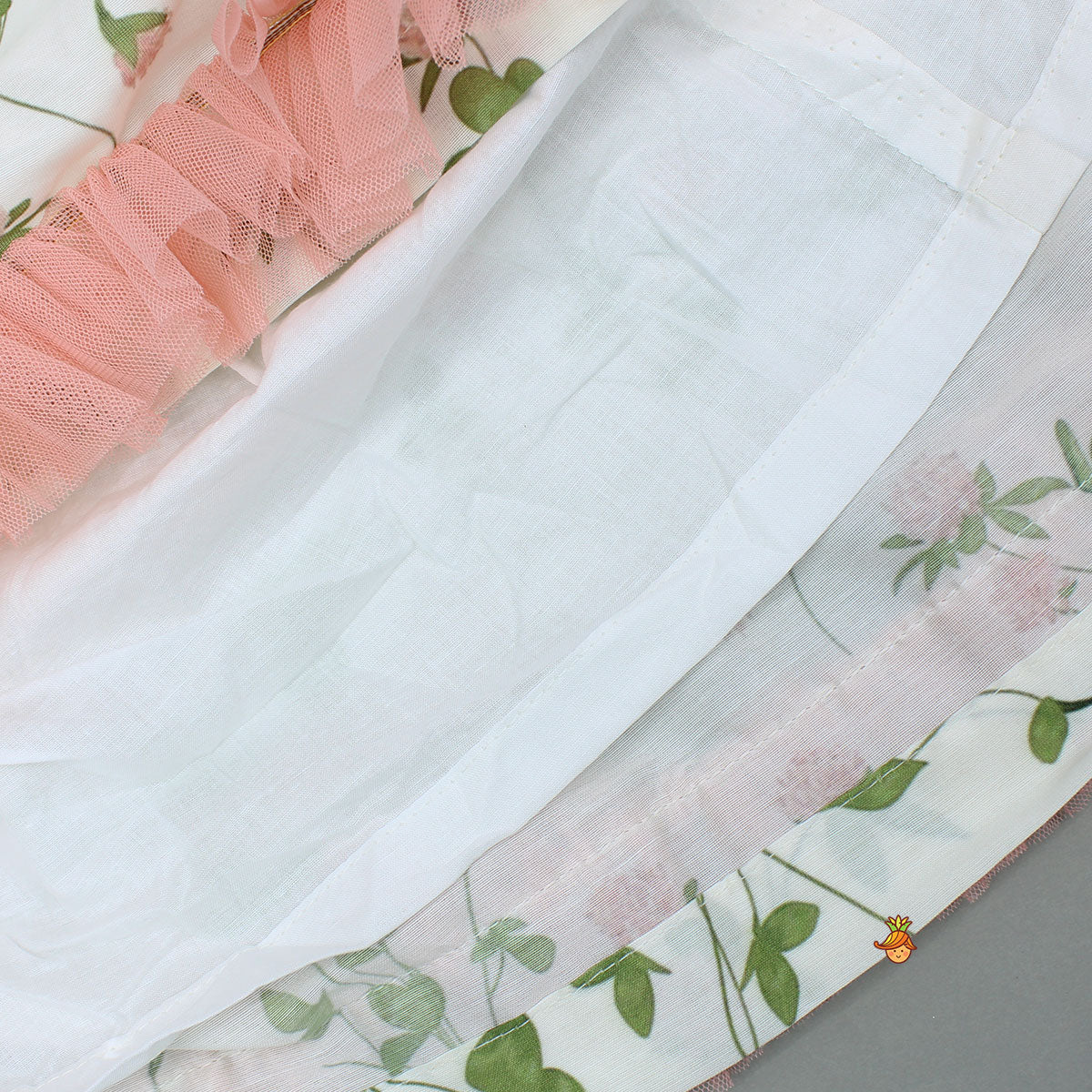 Floral Printed Crop Top With Lehenga And Net Dupatta