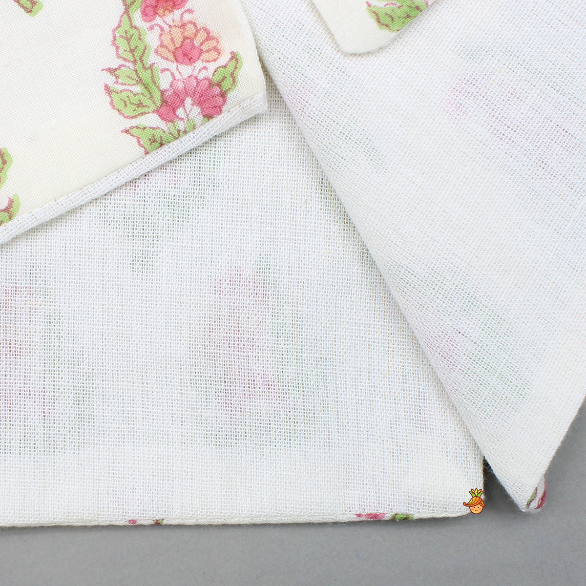 Floral Printed Kurta With Handworked Jacket And Dhoti.