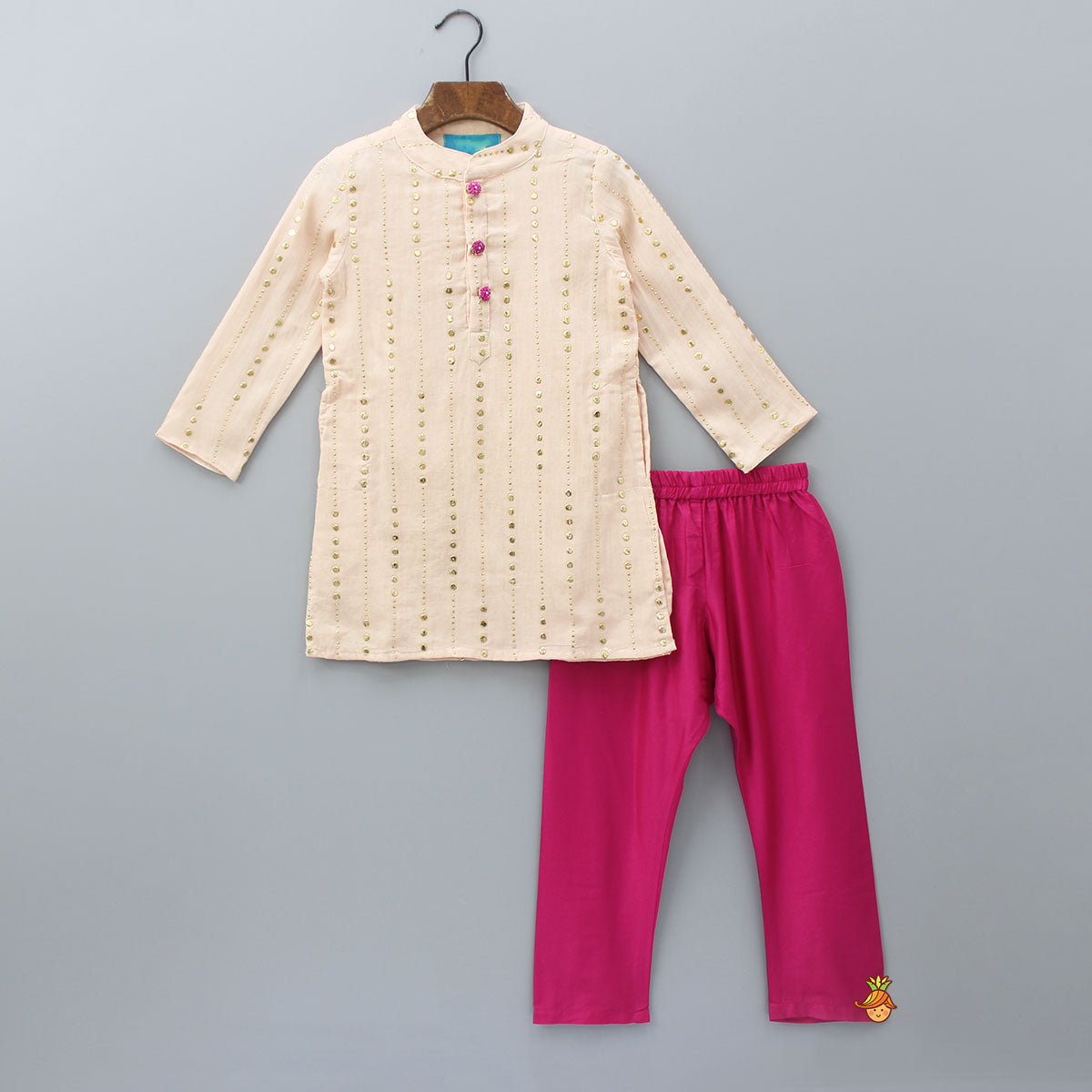 Embroidered Kurta And Jacket With Pyjama