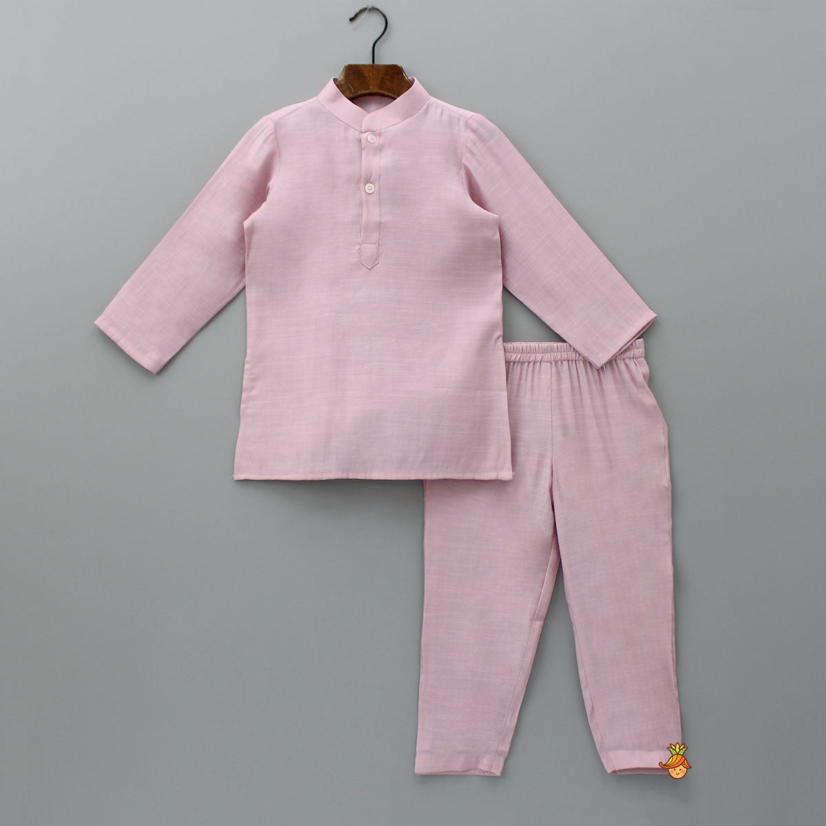 Blue Floral Printed Jacket With Pink Kurta And Pyjama