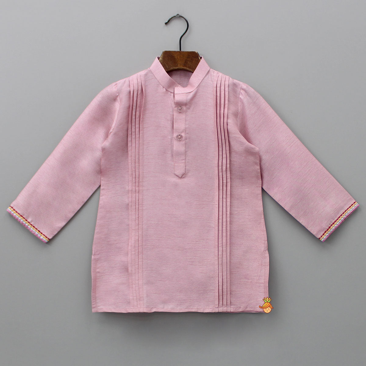 Purple Pintuck Kurta And Thread Embroidered Jacket With Pyjama