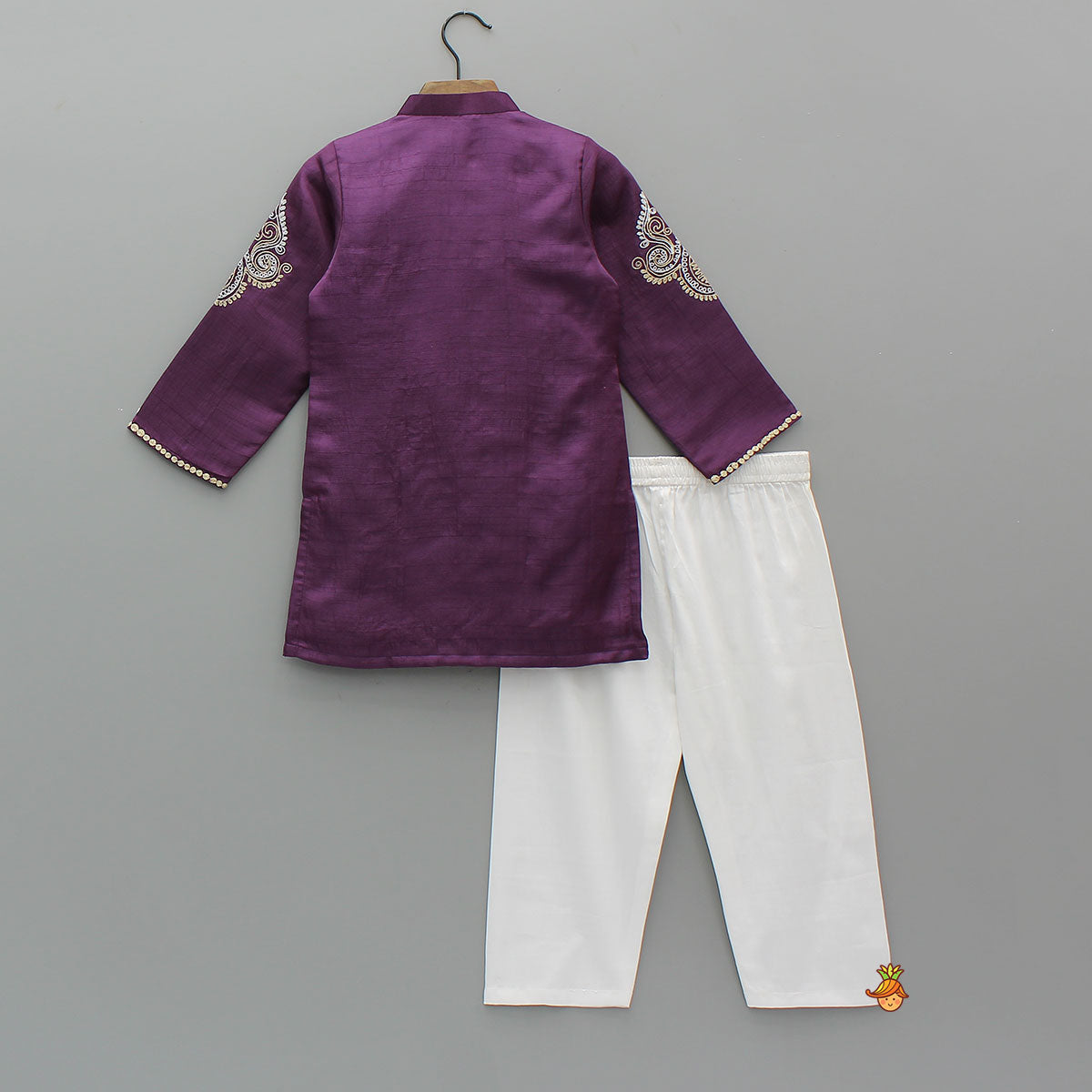 Purple Kurta With Dori Embroidery And Pyjama