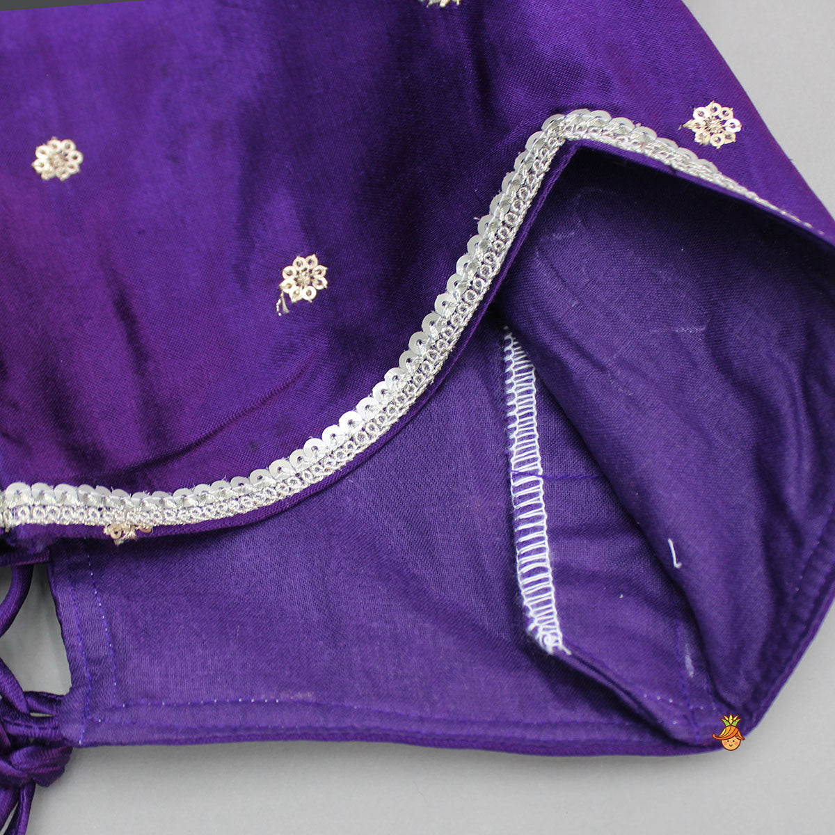 Sequin Embroidered Purple Top And Lehenga With Matching Net Dupatta