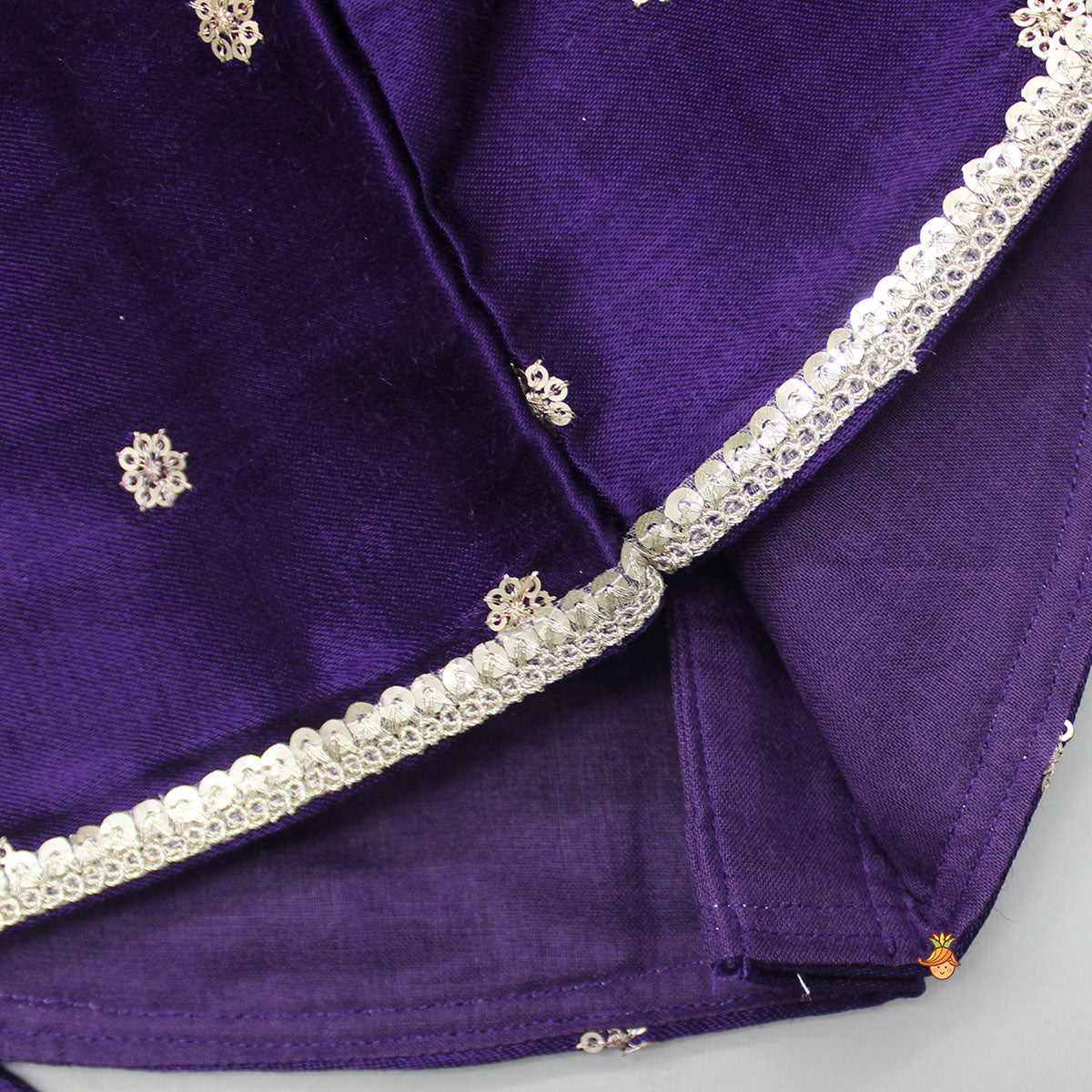 Sequin Embroidered Purple Top And Lehenga With Matching Net Dupatta