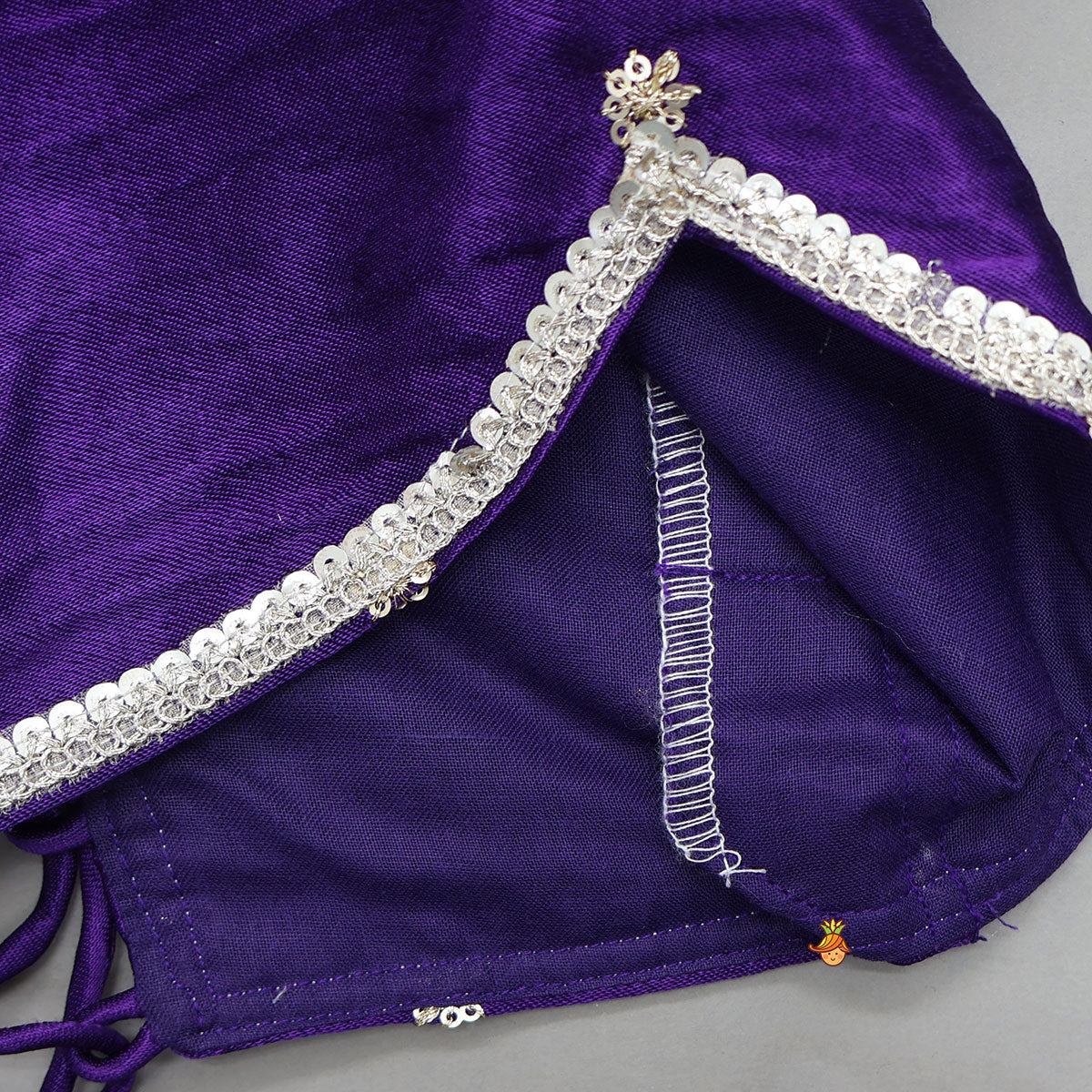 Sequin Embroidered Purple Top And Lehenga With Matching Net Dupatta