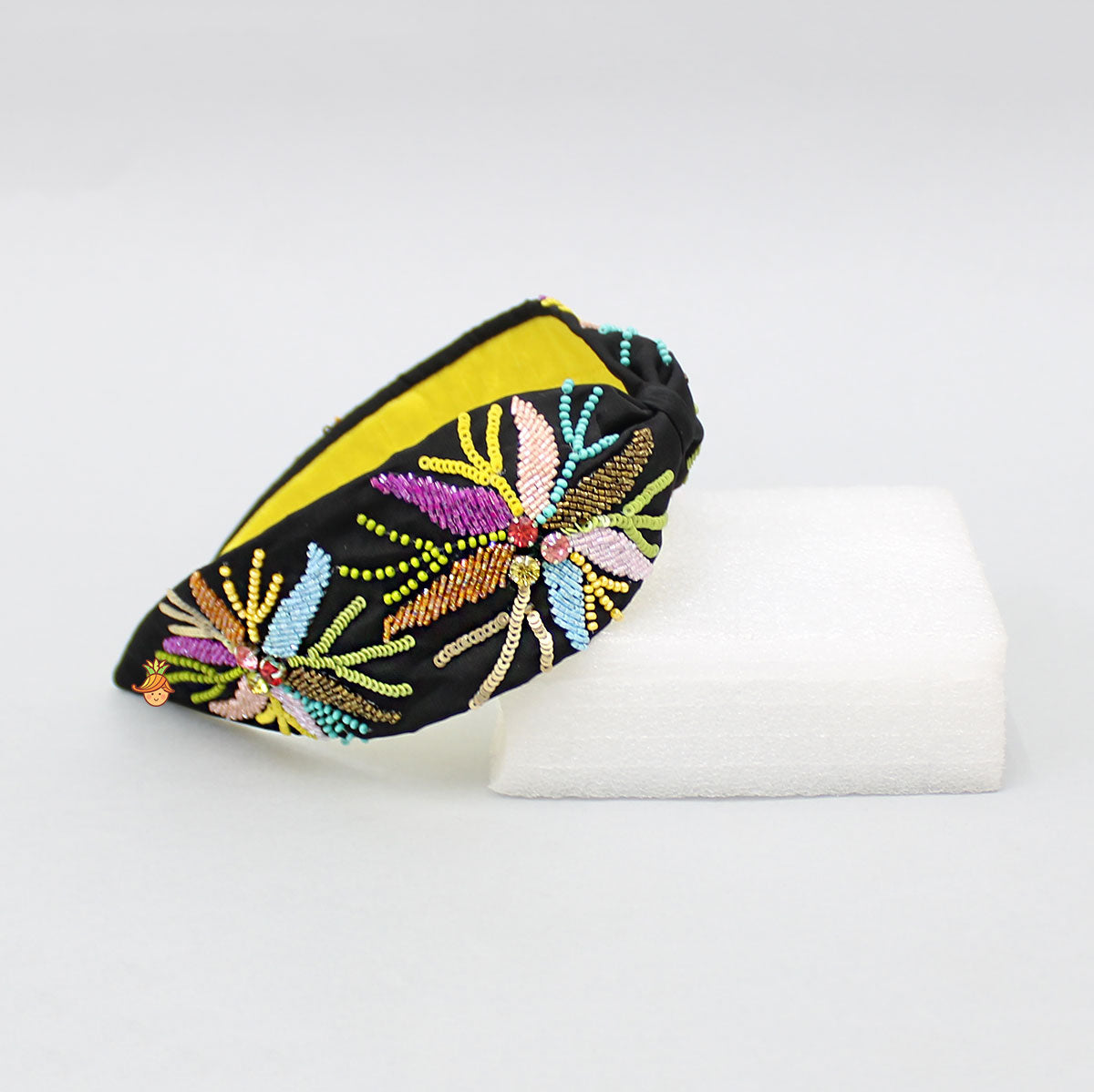 Multicolour Embroidered Black Hairband