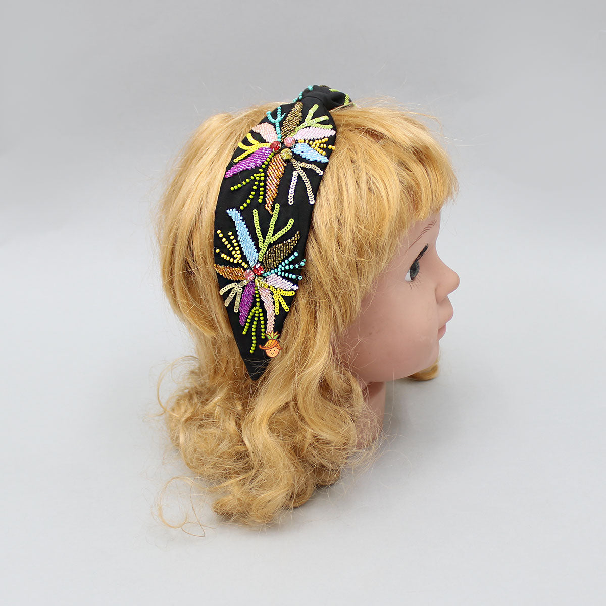 Multicolour Embroidered Black Hairband