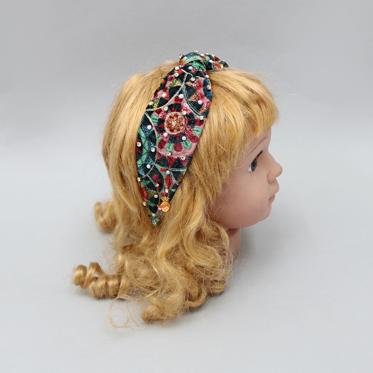 Multicolour Embroidered Velvet Hairband
