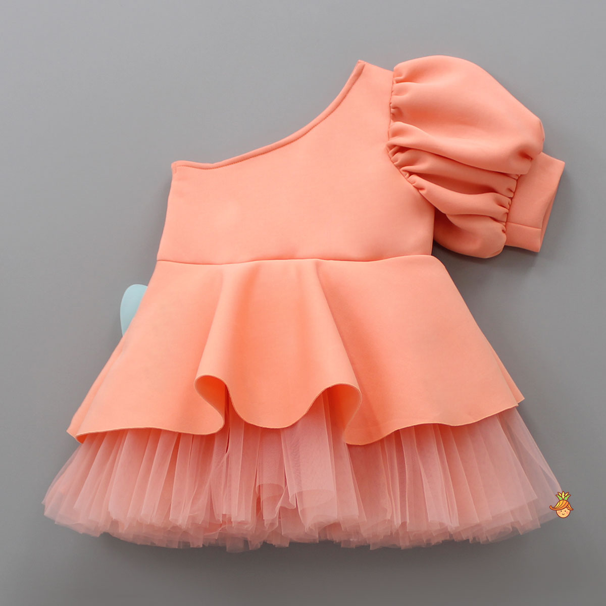 One Shoulder Neoprene Layered Peach Dress
