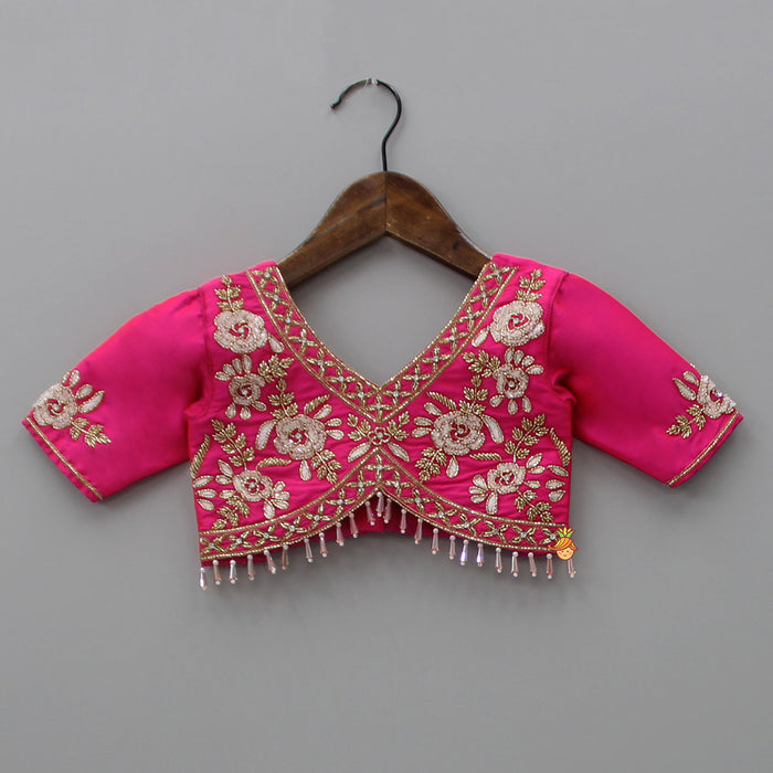 Front-Open Floral Printed Top And Lehenga With Matching Dupatta main image 0
