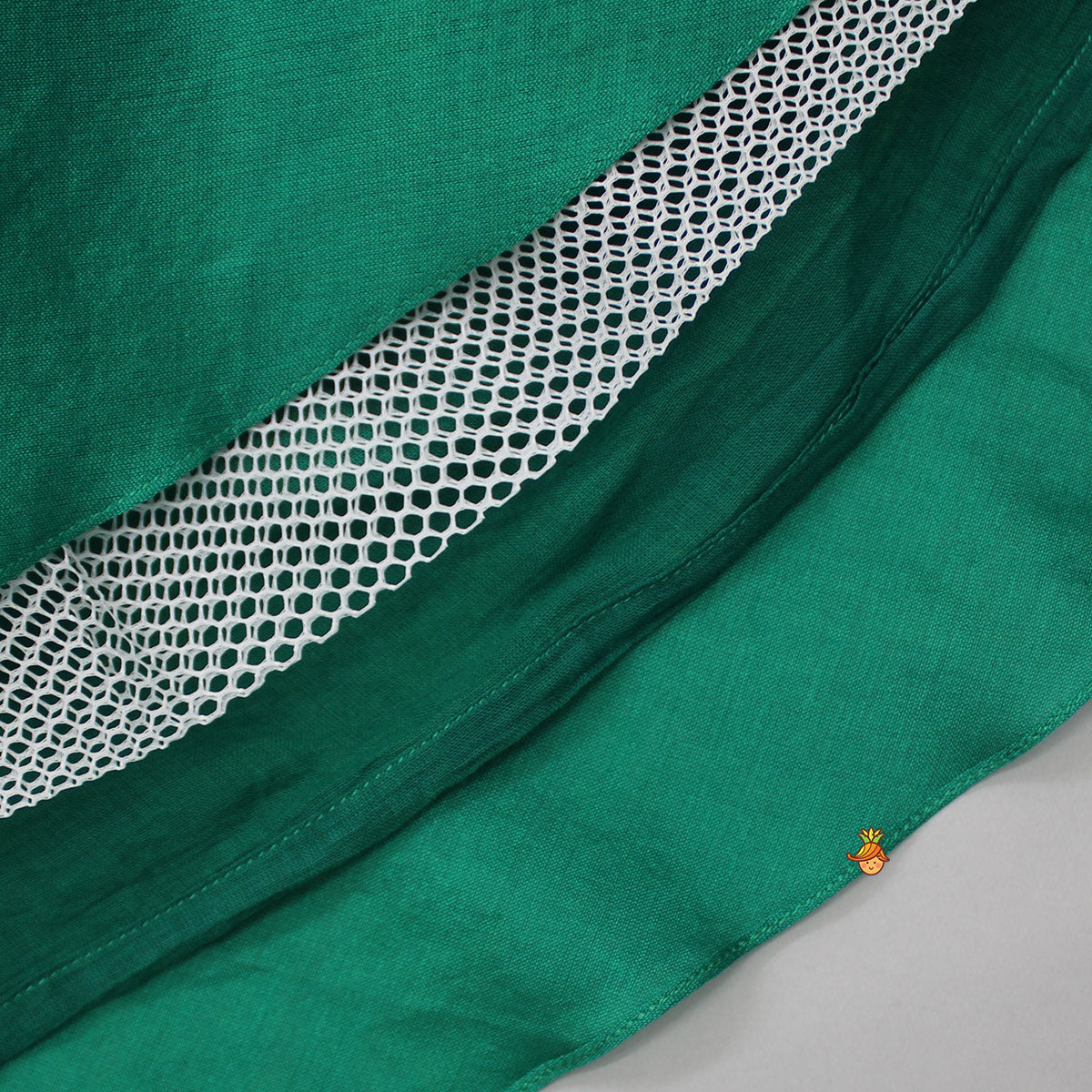 Yoke Embroidered Round Neck Green Kurti And Lehenga