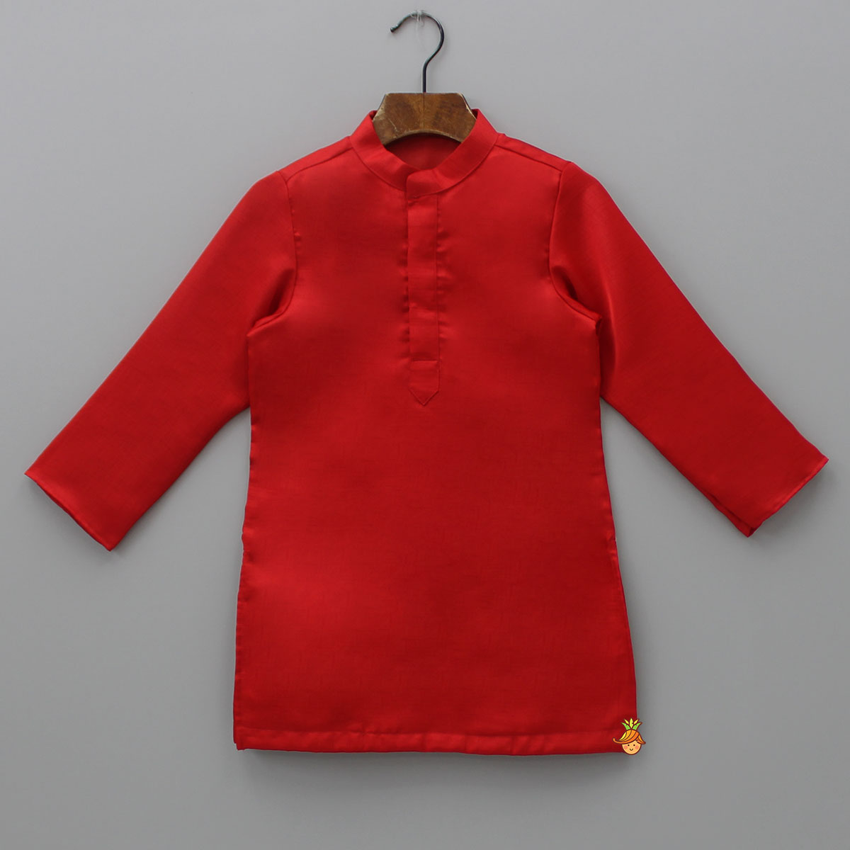 Red Kurta With Brocade Jacket And Pyjama