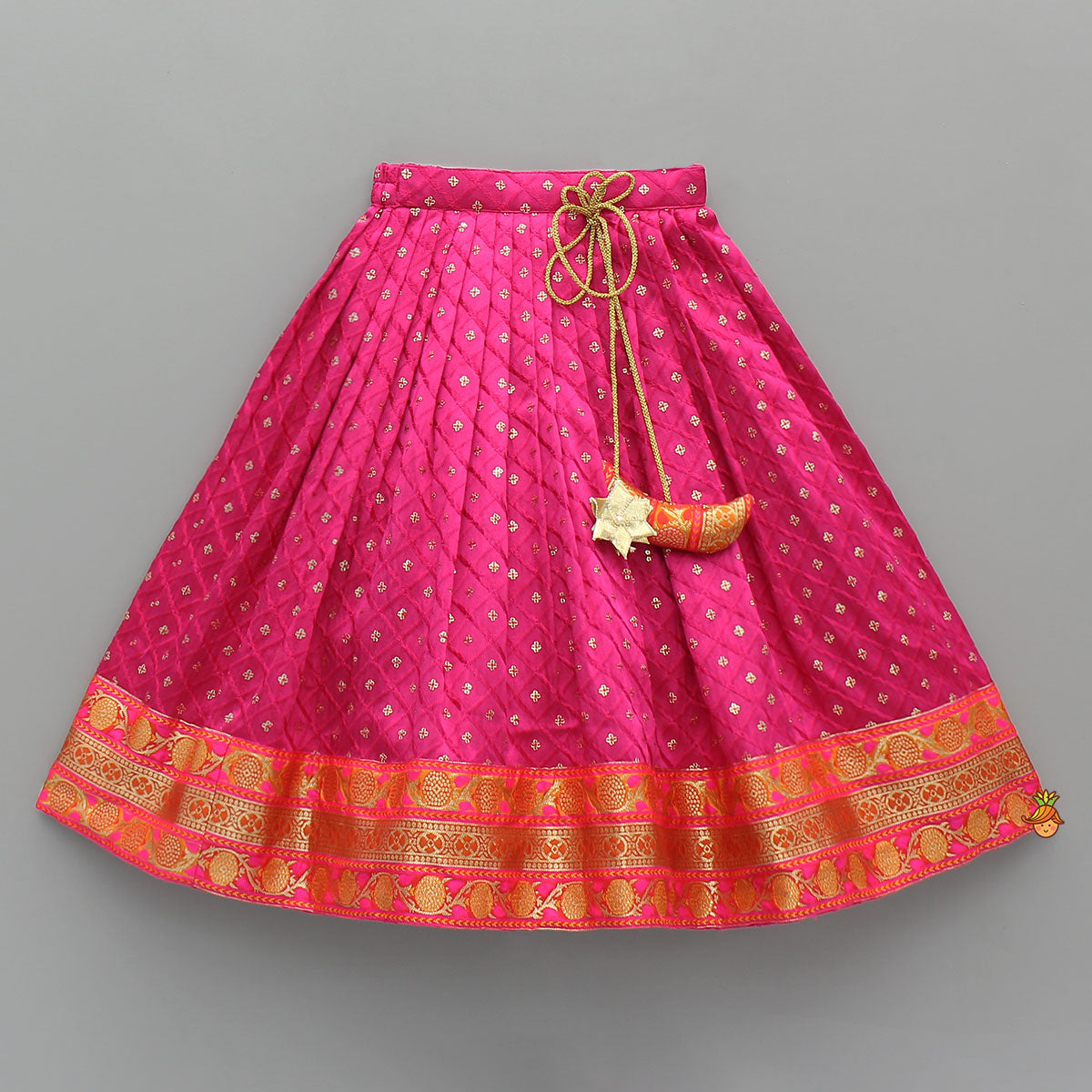 Brocade Strappy Top With Checks Embroidered Lehenga And Net Dupatta