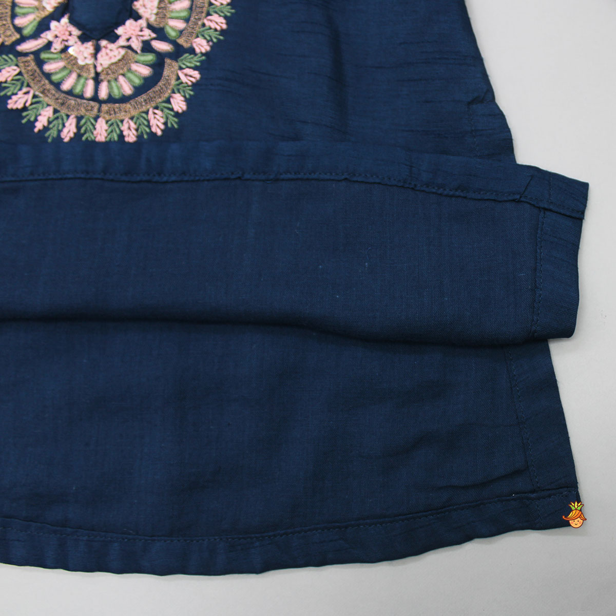 Blue Thread Embroidered Kurti With Tulip Dhoti