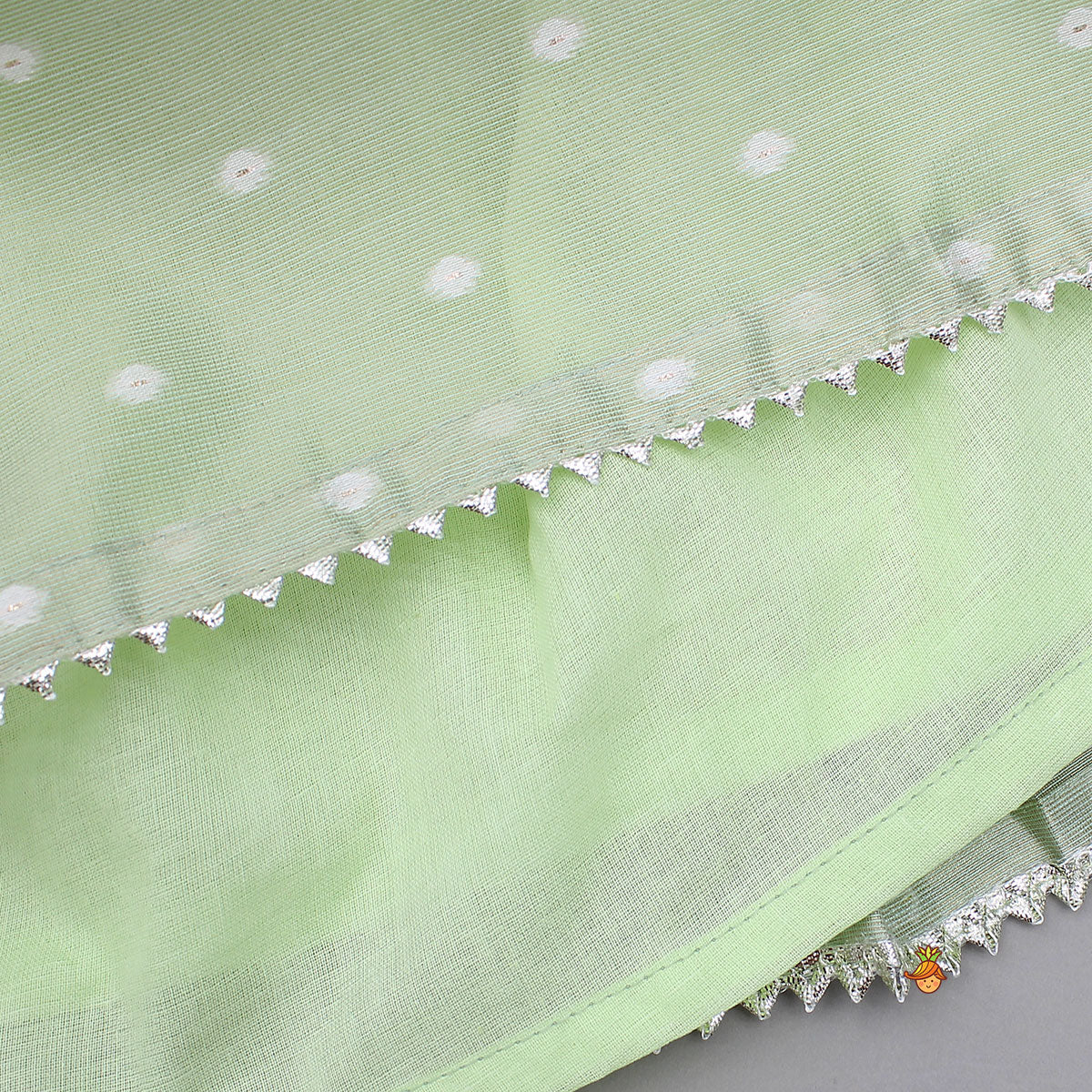 Green Butti Work Embroidered Top With Lehenga