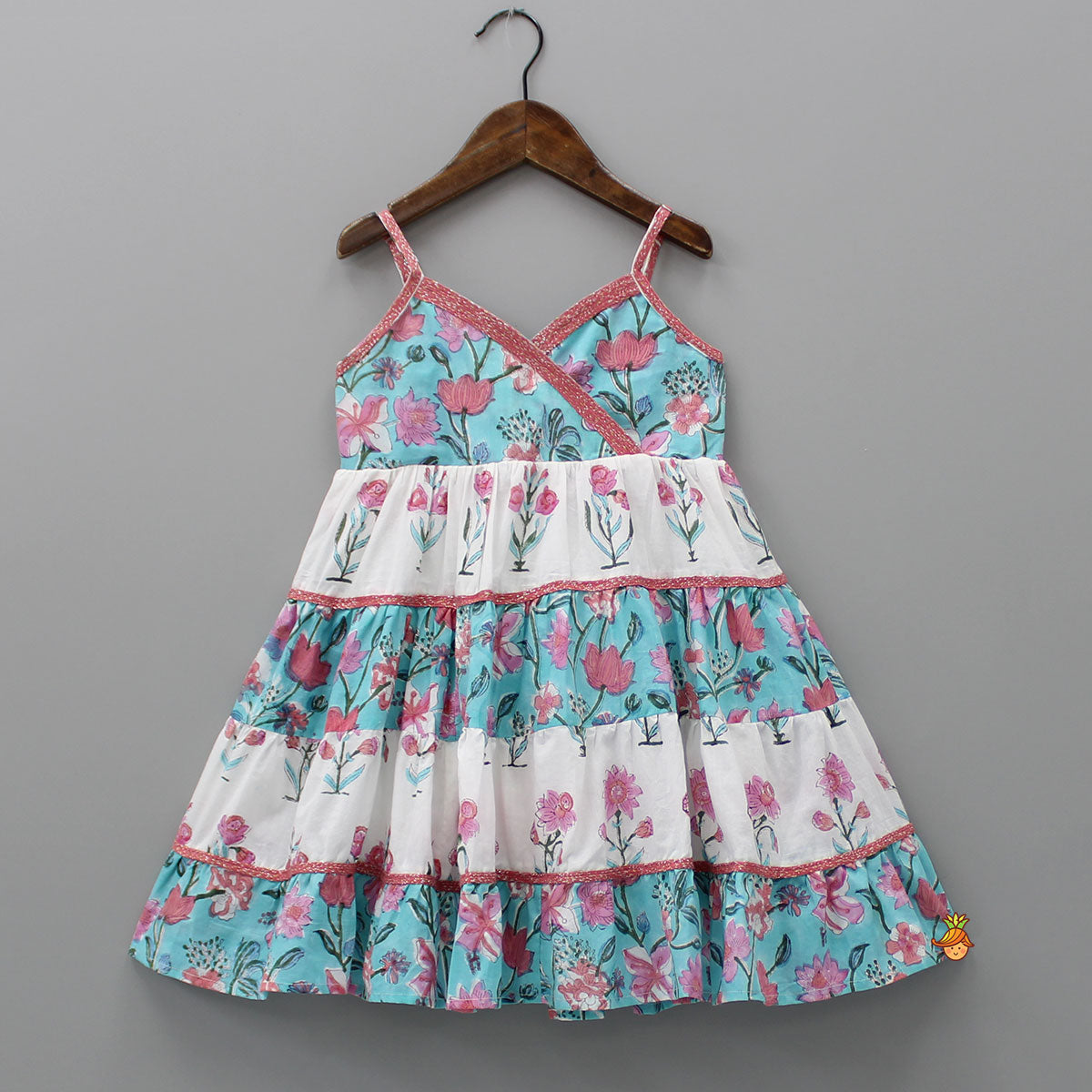 Floral Printed Strappy Frilly Dress