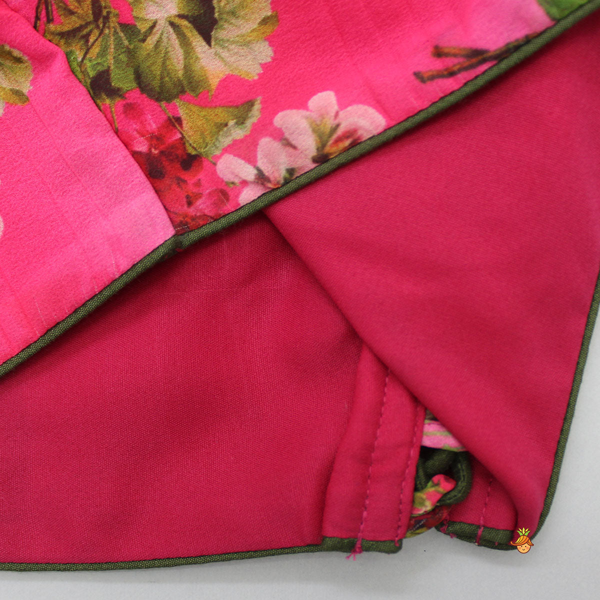 Pink Floral Printed One Shoulder Top With Lehenga
