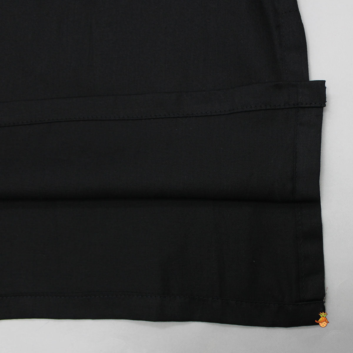 Black Silk Ethnic Kurta With Embroidered Jacket Patch Pocket And Pyjama